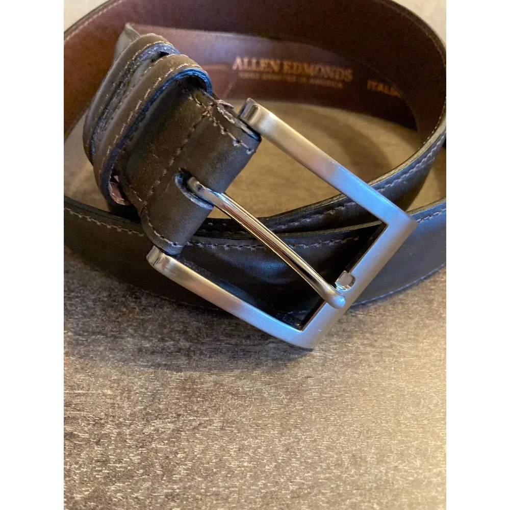 Allen Edmonds Mens Dark Brown Italian Calfskin Leather Dress Belt 42 1017690